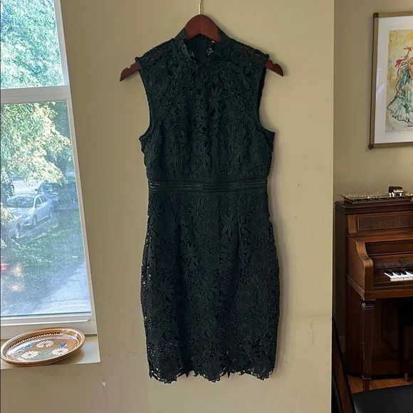 Bardot Green Sheath Midi Dress Mock Neck Sleeveless - Picture 5 of 16